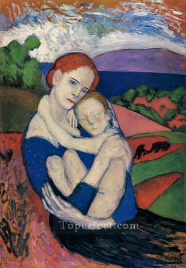 Mother and child Maternity Mother holding child 1901 Pablo Picasso Oil Paintings
